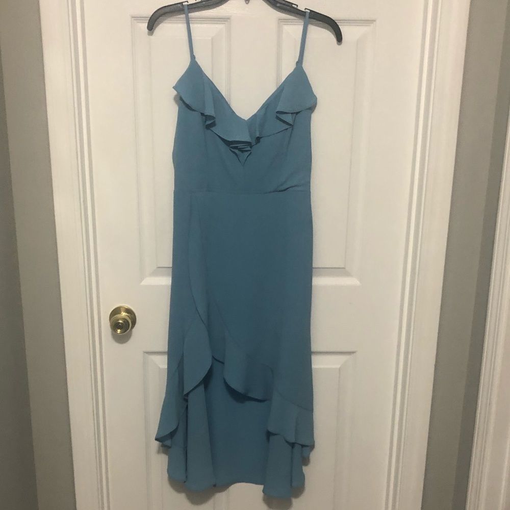 Gianni Bini High Low Dress Romper Med Dusty Blue